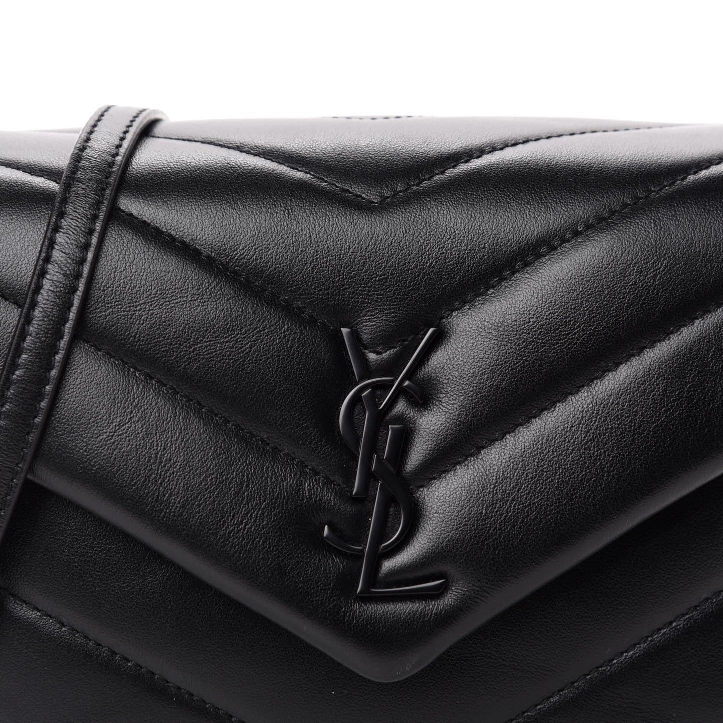 Calfskin Y Quilted Monogram Toy Loulou Crossbody Bag Black