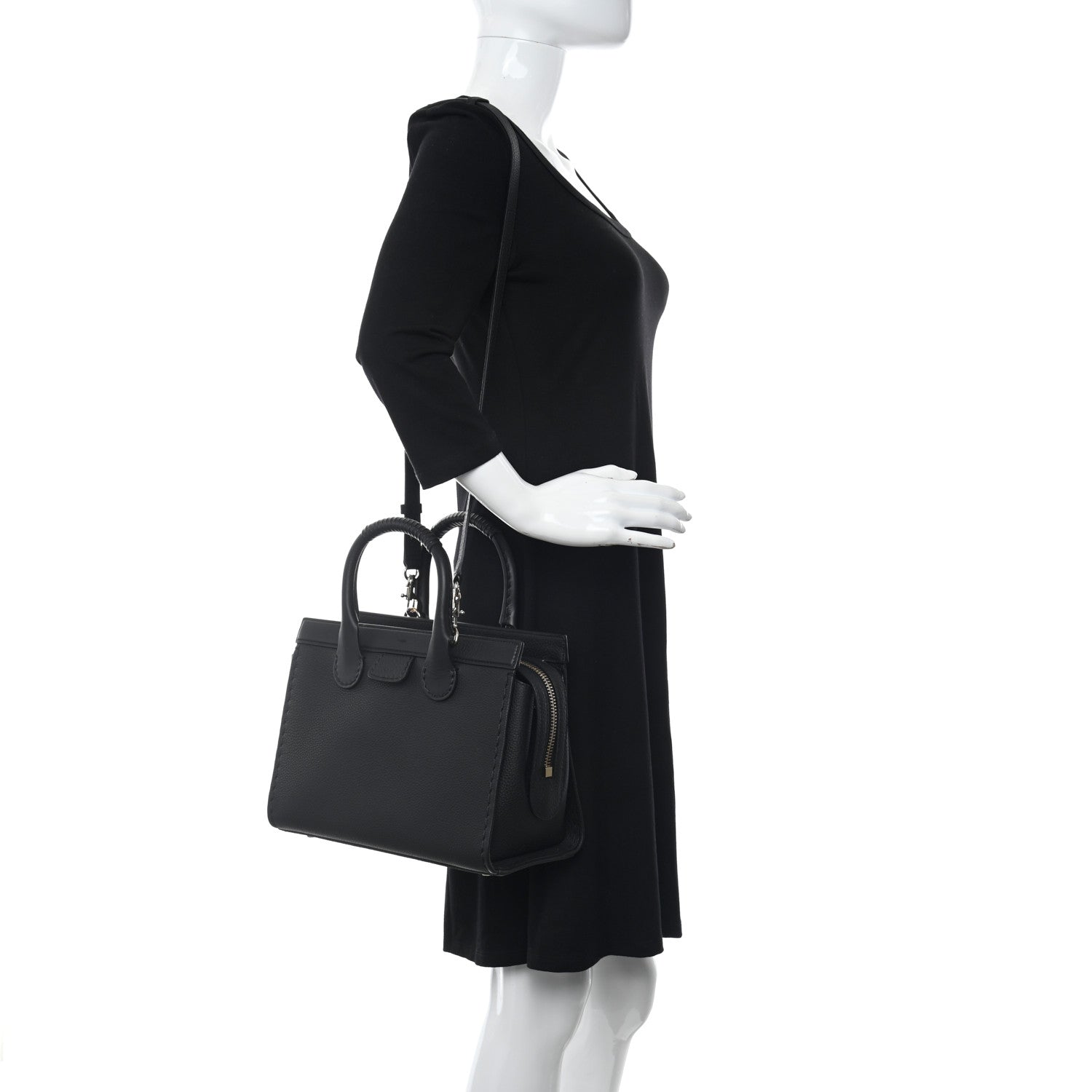 Chloe Grained Calfskin Small Edith Top Handle Bag Black 2 of 9