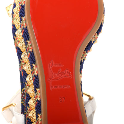 Christian Louboutin Nappa Soie Tattoo Pira Ryad 60 Platform Sandals 37 White Navy 9 of 10