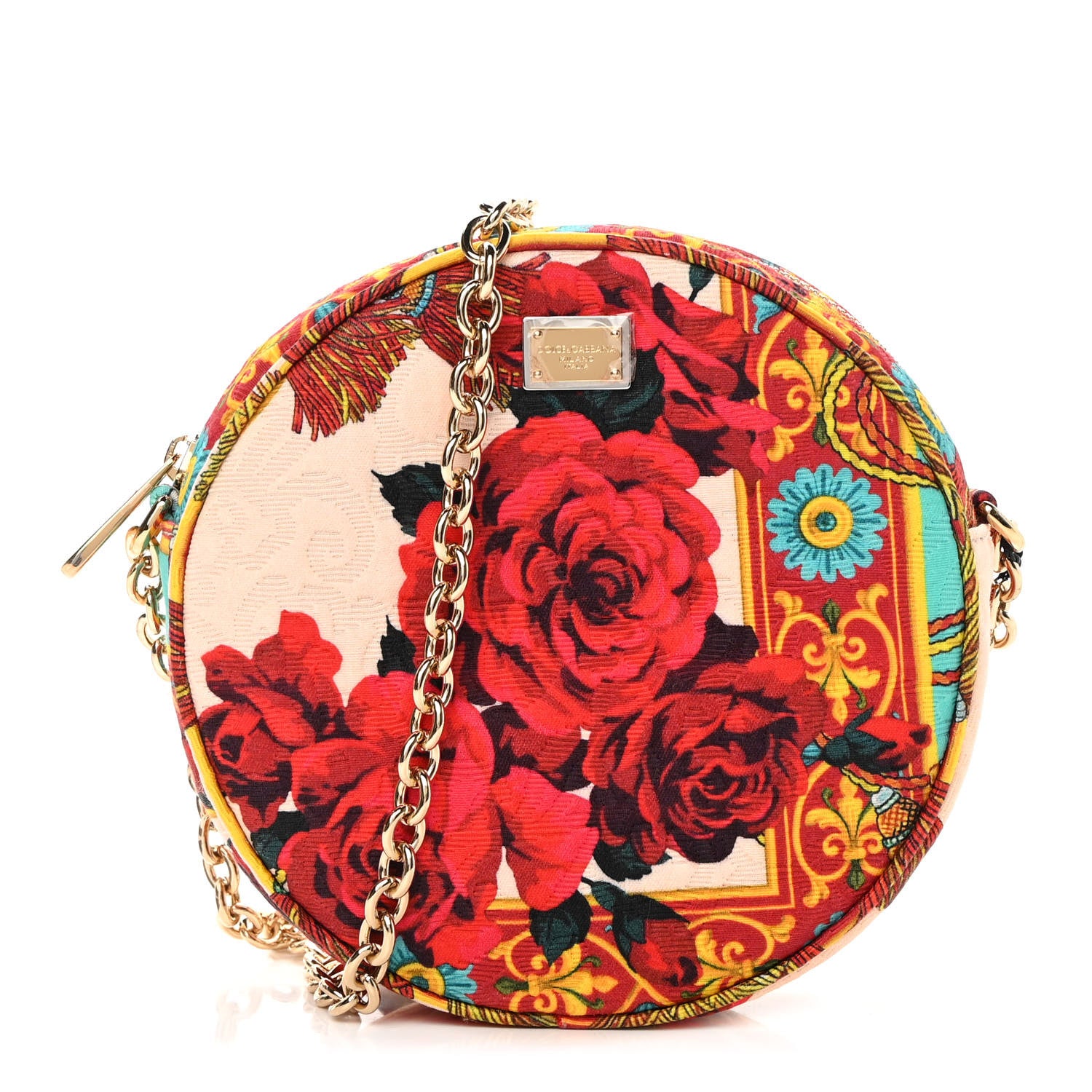 Dolce & Gabbana Fabric Floral Print Round Crossbody Multicolor 1 of 9