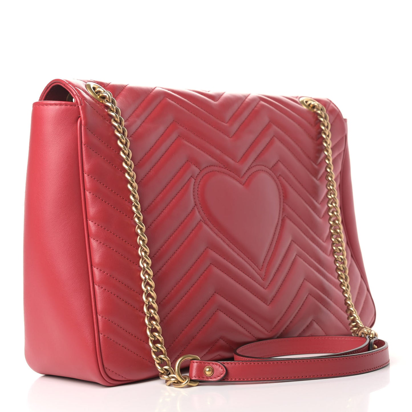 Calfskin Matelasse Large GG Marmont Shoulder Bag Hibiscus Red