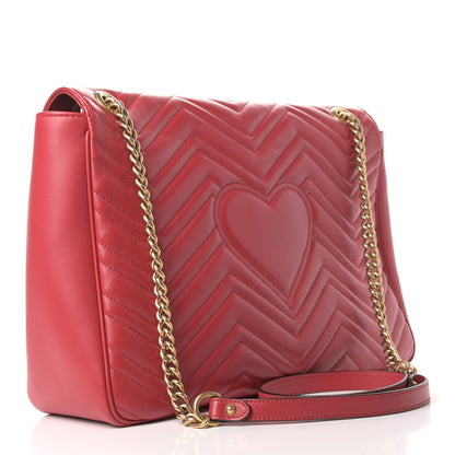 Gucci Calfskin Matelasse Large GG Marmont Shoulder Bag Hibiscus Red 3 of 11