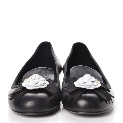 Chanel Lambskin Camellia Mocassin Loafers 37 Dark Grey 2 of 9