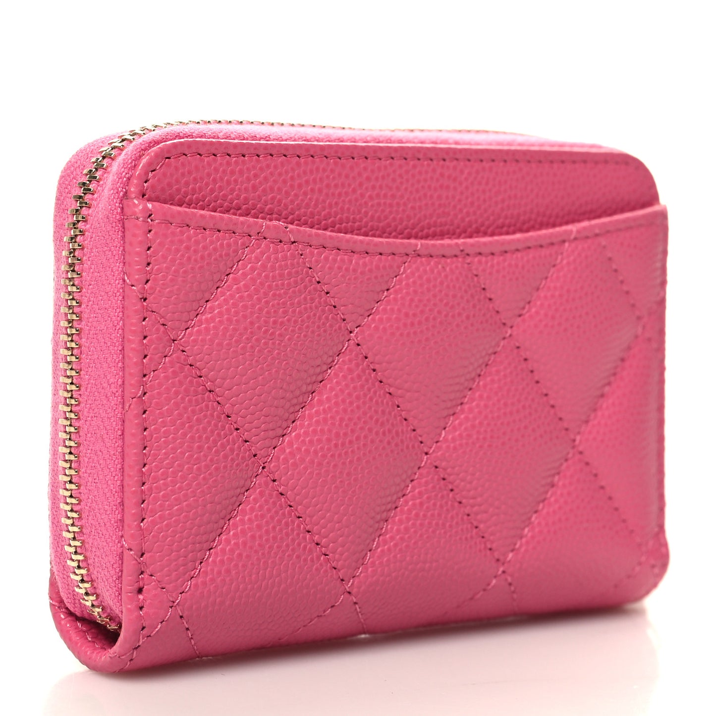 Caviar Quilted Zip Coin Purse Pink