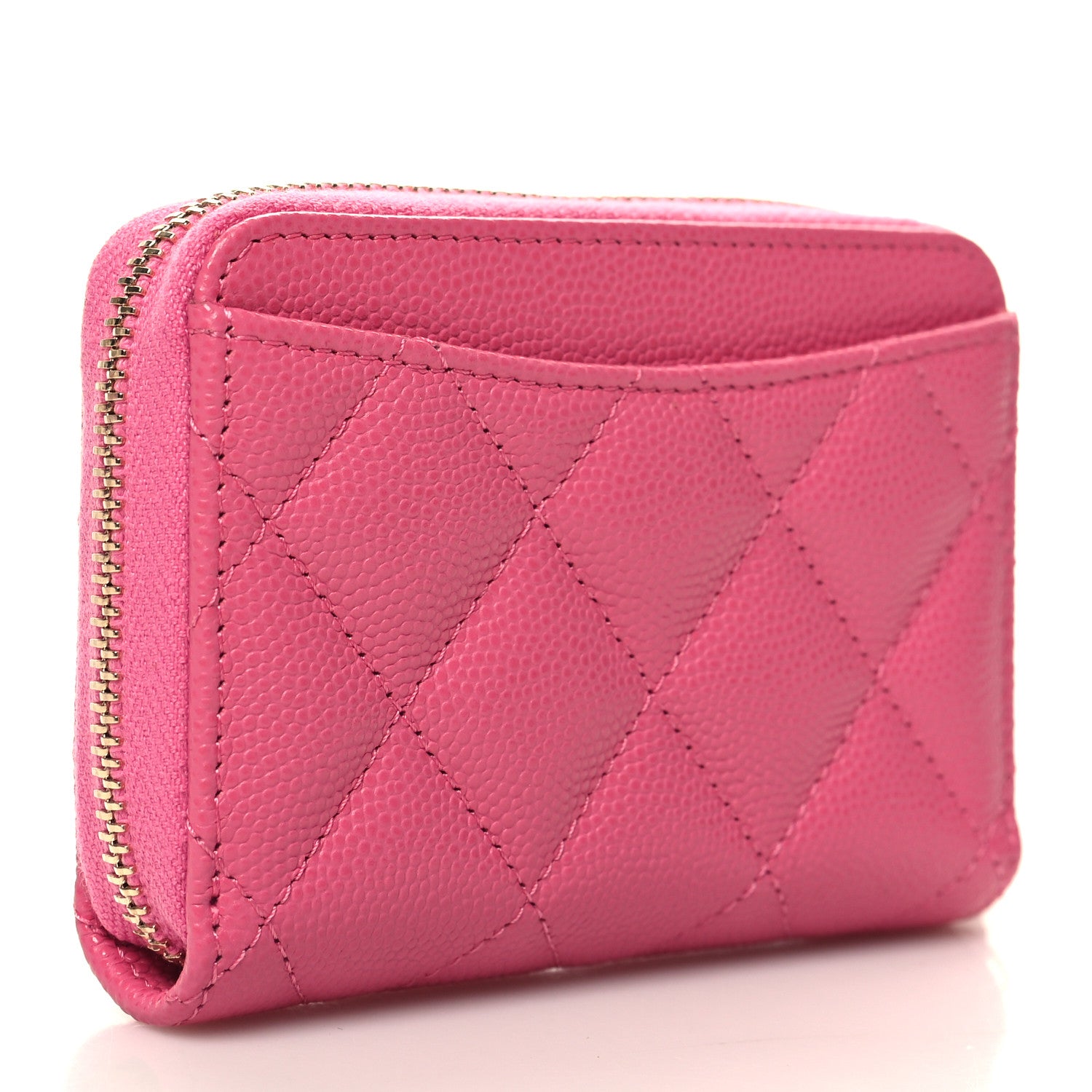 Chanel Caviar Quilted Zip Coin Purse Pink 3 of 8
