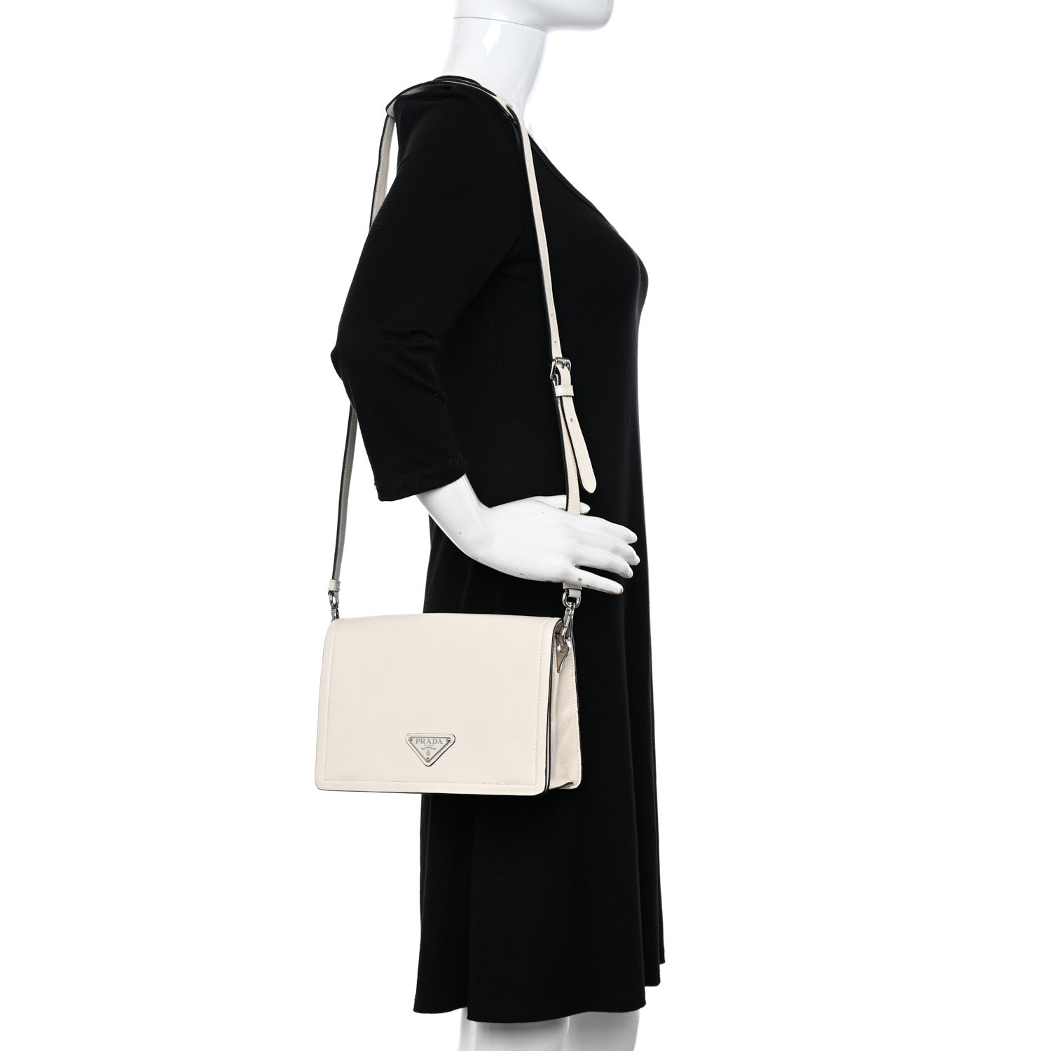 Prada Glace Calf Shoulder Bag White 2 of 12