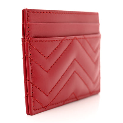Gucci Calfskin Matelasse GG Marmont Card Holder Hibiscus Red 3 of 7