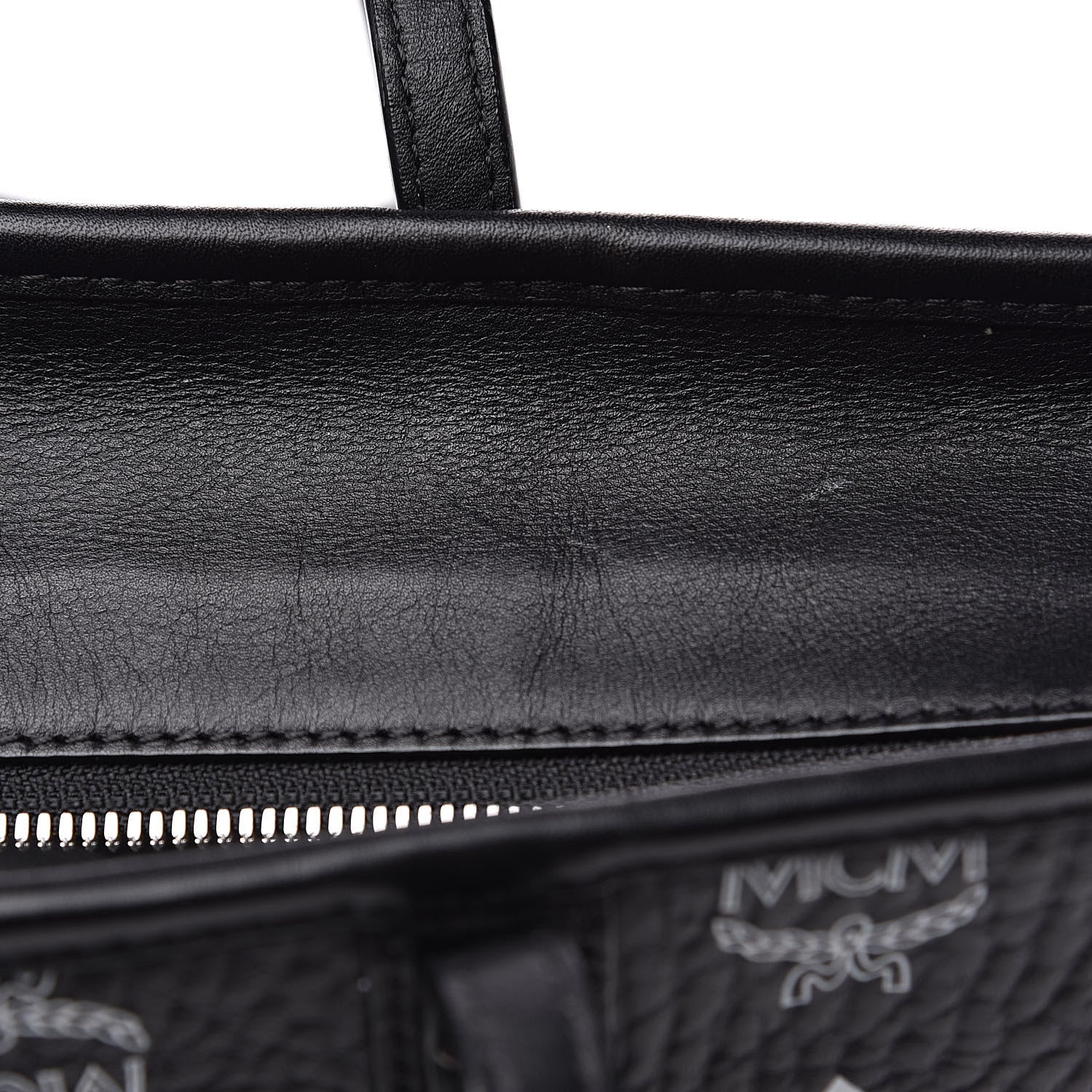 MCM Visetos Medium Anya Zip Top Shopper Tote Black 9 of 14
