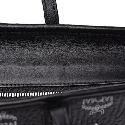 MCM Visetos Medium Anya Zip Top Shopper Tote Black 9 of 14