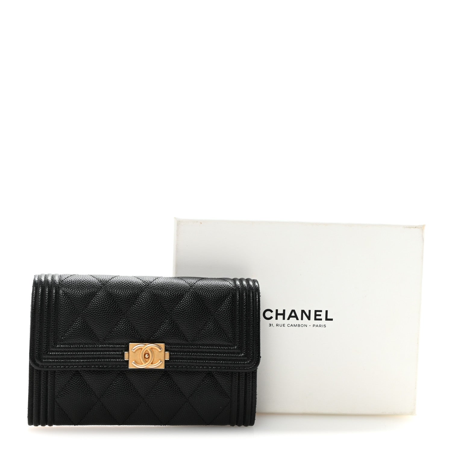 Chanel Caviar Quilted Medium Boy Flap Wallet Black 10 of 10