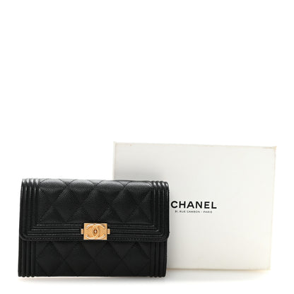 Chanel Caviar Quilted Medium Boy Flap Wallet Black 10 of 10