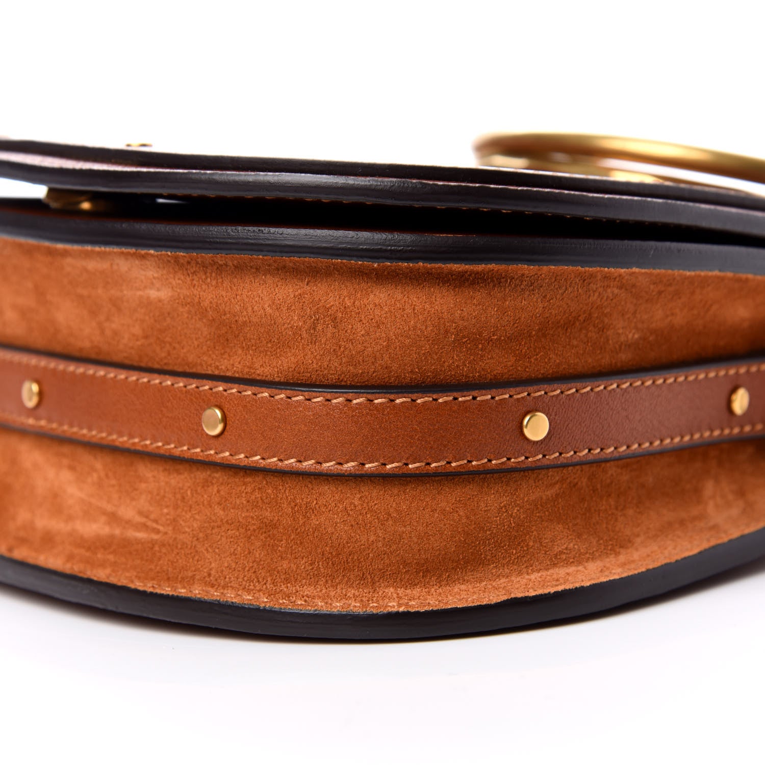 Chloe Calfskin Suede Small Nile Bracelet Bag Caramel 8 of 9