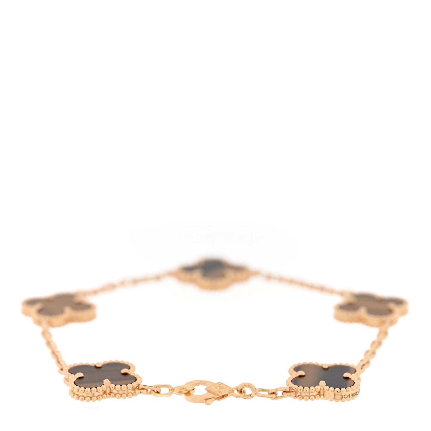 18K Yellow Gold Tiger Eye 5 Motifs Vintage Alhambra Bracelet