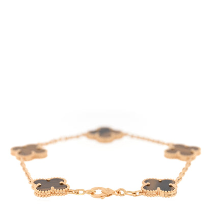 Van Cleef & Arpels 18K Yellow Gold Tiger Eye 5 Motifs Vintage Alhambra Bracelet 2 of 4