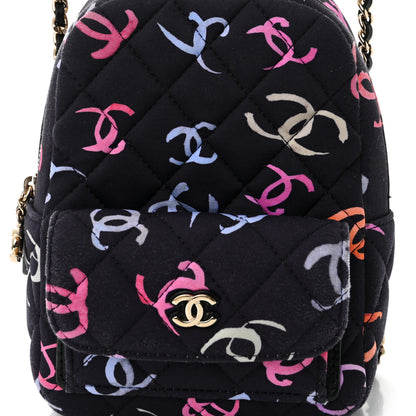 Chanel Printed Fabric Quilted CC Mini Classic Backpack Black Multicolor 3 of 10