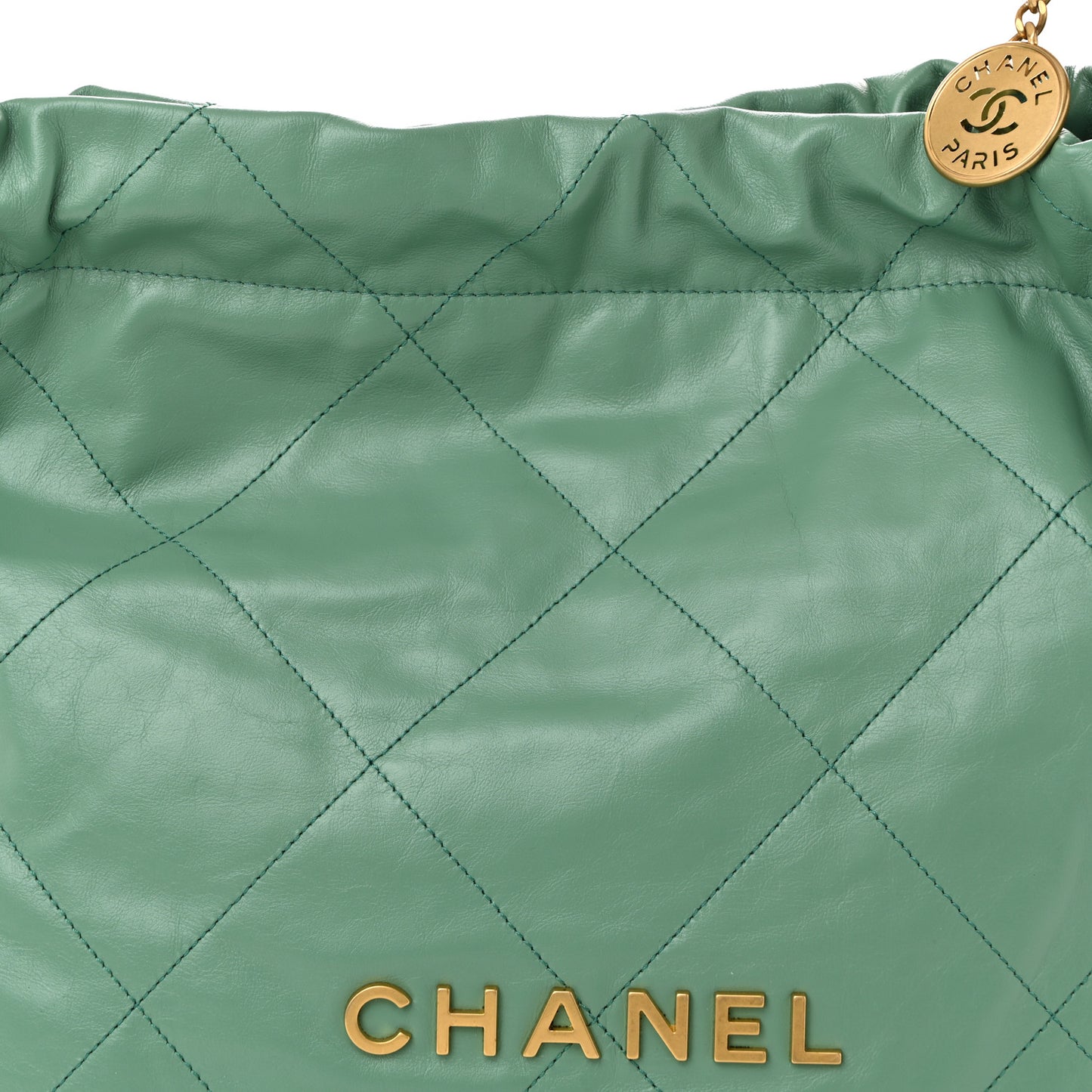 Shiny Calfskin Quilted Chanel 22 Light Green