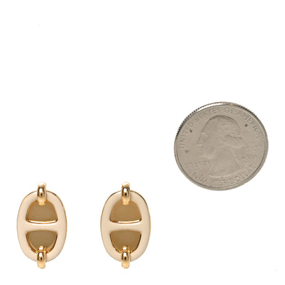 Hermes Enamel Mini Maillon Earrings Creme 2 of 5