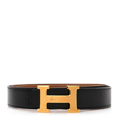 Hermes Box Togo 32mm H Belt 75 Black Gold 1 of 7