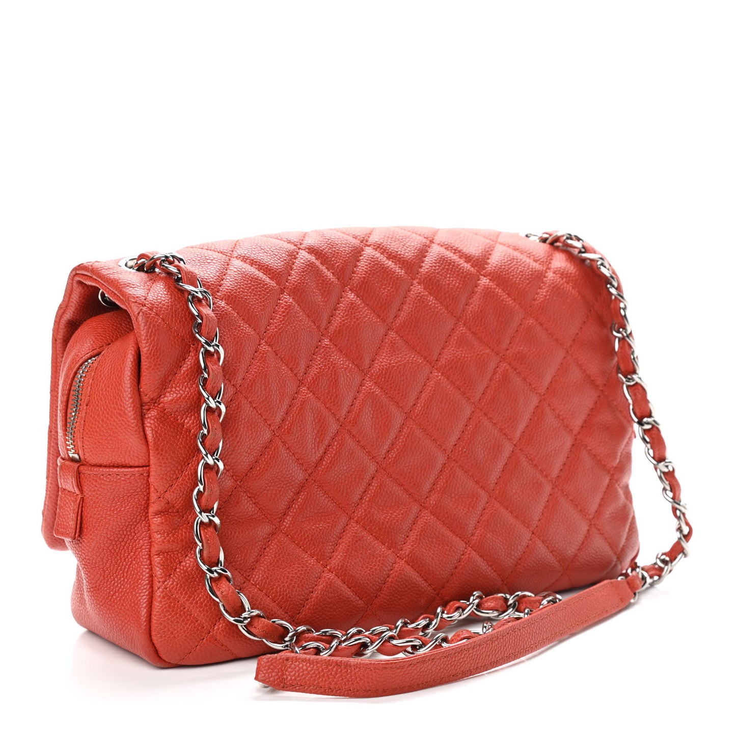 Caviar Quilted Jumbo Easy Flap Red