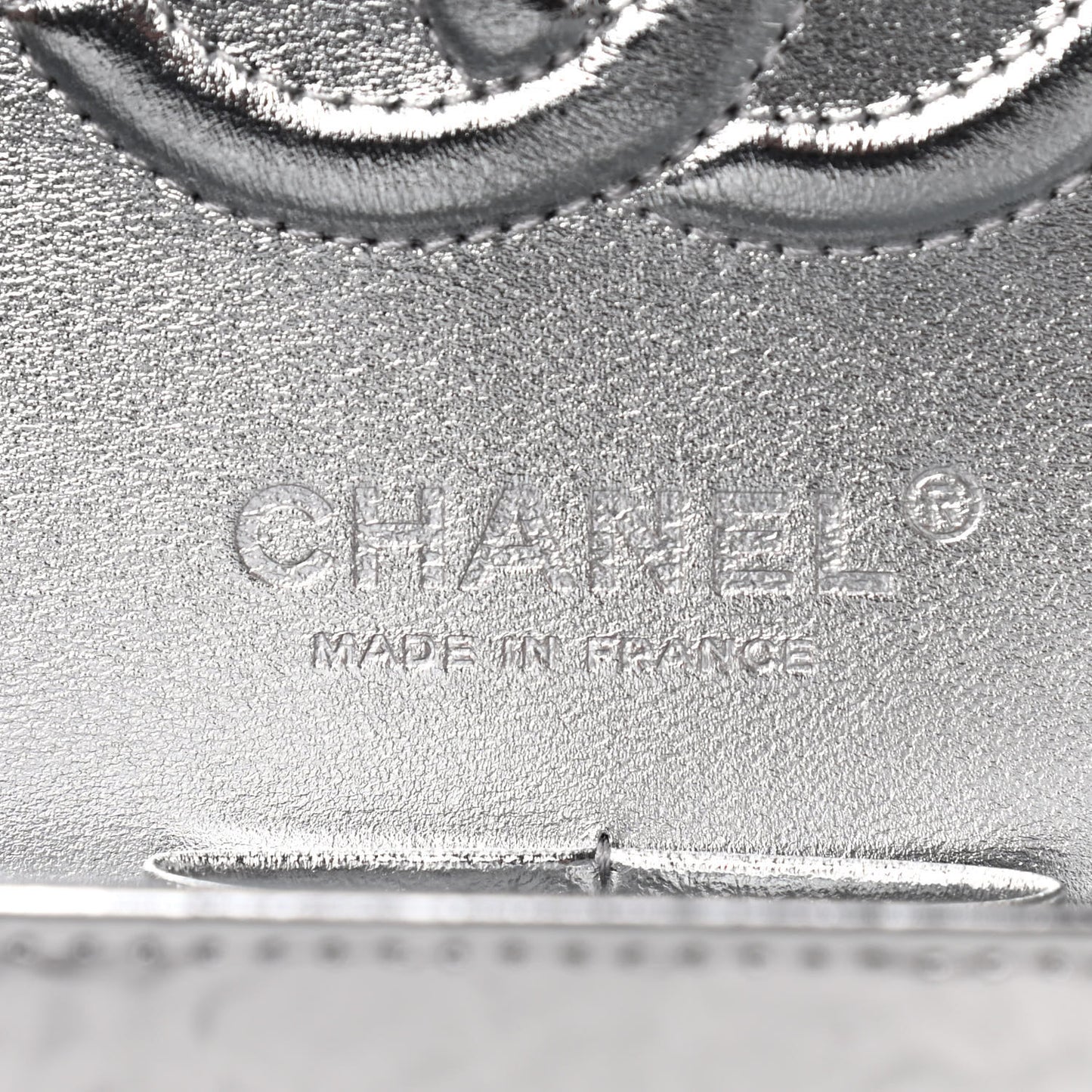 Hammered Metallic Calfskin Quilted Small Double Flap Silver