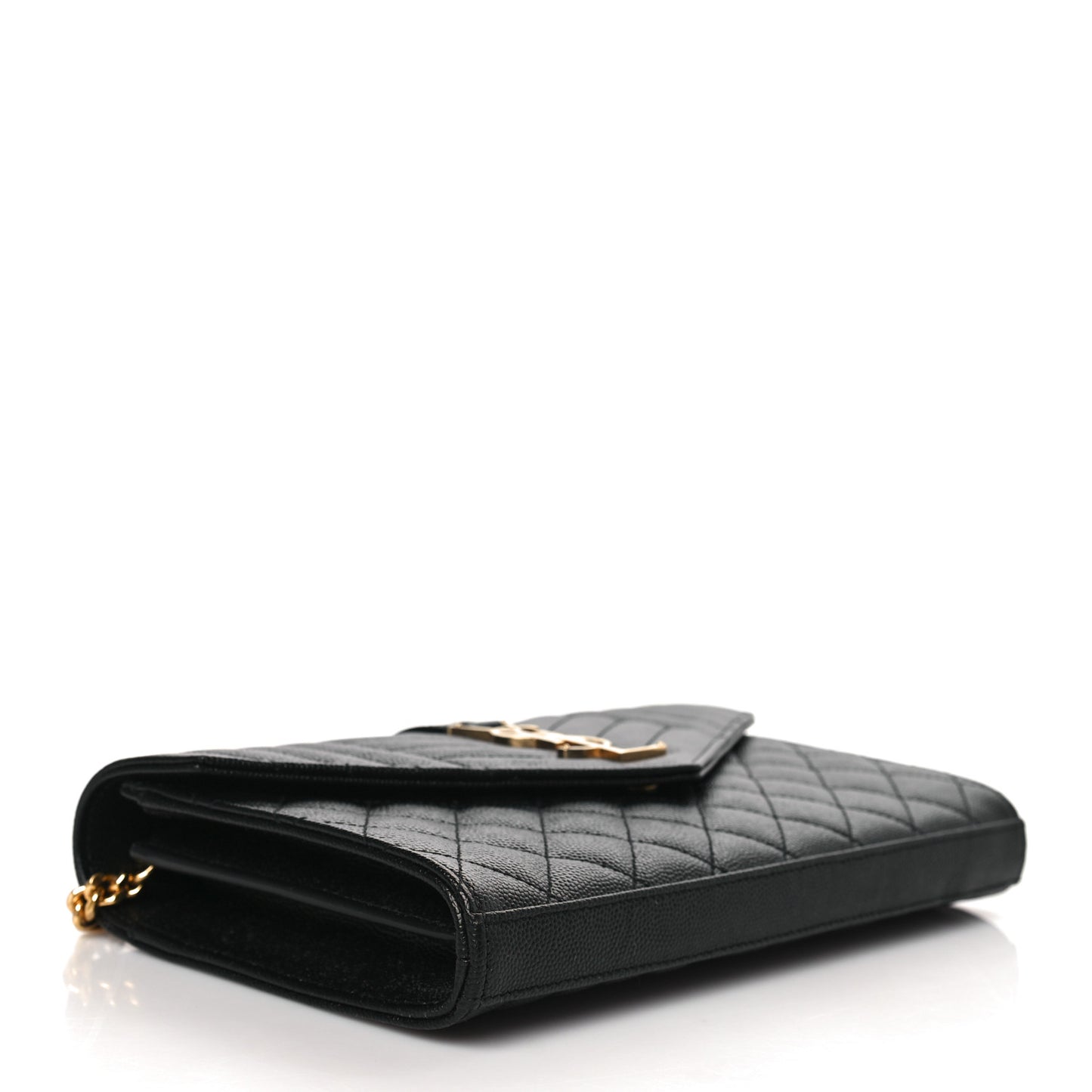 Grain De Poudre Mixed Matelasse Triquilt Monogram Chain Wallet Black