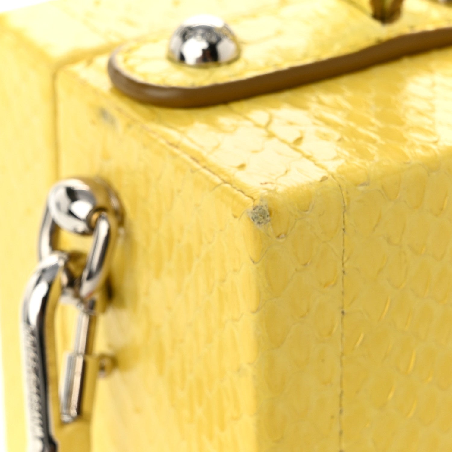 Dolce & Gabbana Snakeskin Padlock Box Bag Yellow 10 of 10