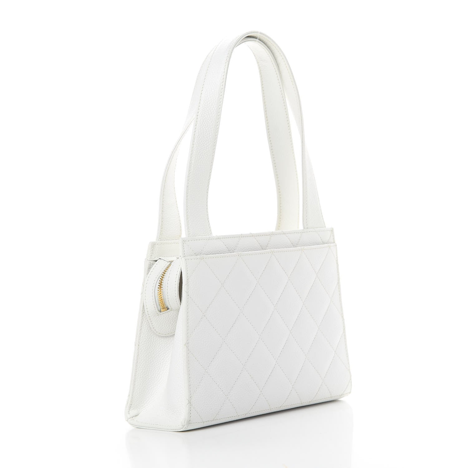 Chanel Caviar Quilted Top Handle Bag White 3 of 12