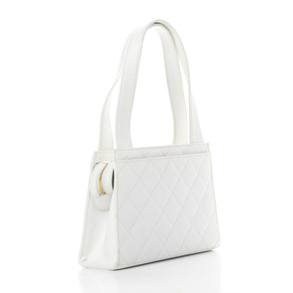 Chanel Caviar Quilted Top Handle Bag White 3 of 12