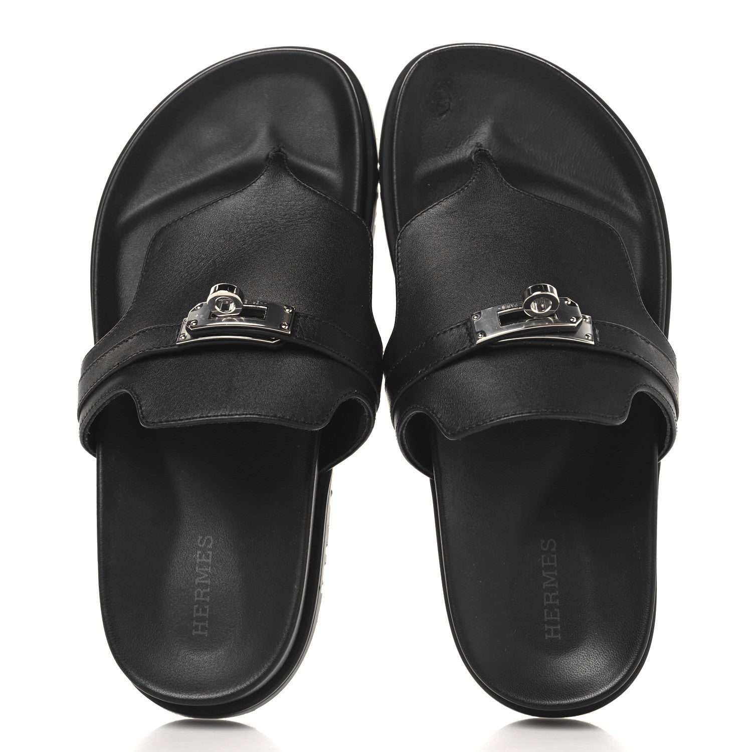 Hermes Calfskin Womens Empire Sandals 37 Black 2 of 10