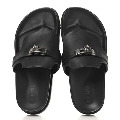 Hermes Calfskin Womens Empire Sandals 37 Black 2 of 10