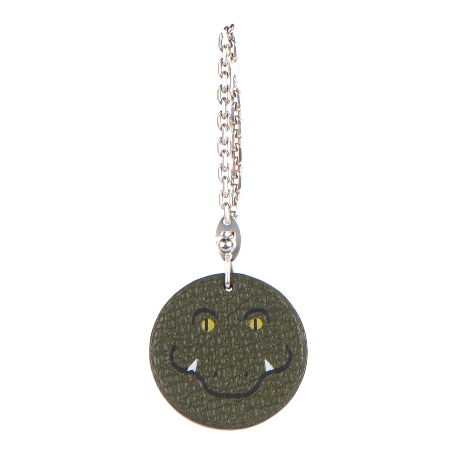 Hermes Togo Crocodile Bag Charm Vert Olive 1 of 5