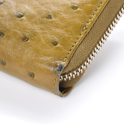Gucci Ostrich Bamboo Zip Around Wallet Green 9 of 13