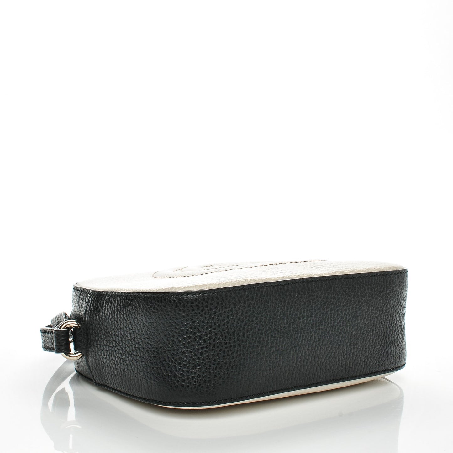 Dollar Calfskin Bi-Color Small Soho Disco Bag Mystic White Black