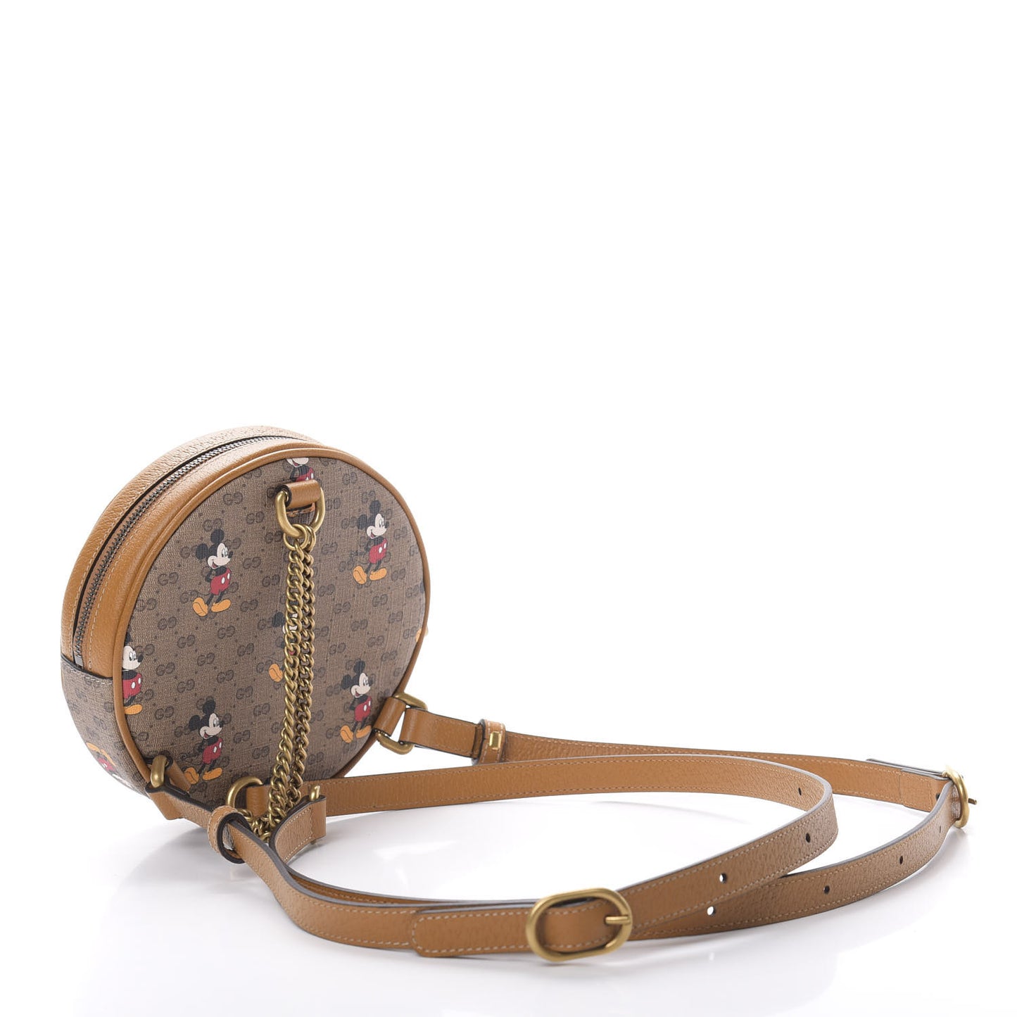 X DISNEY Mini Vintage GG Supreme Monogram Mickey Mouse Round Backpack Beige Vintage Sun Oil