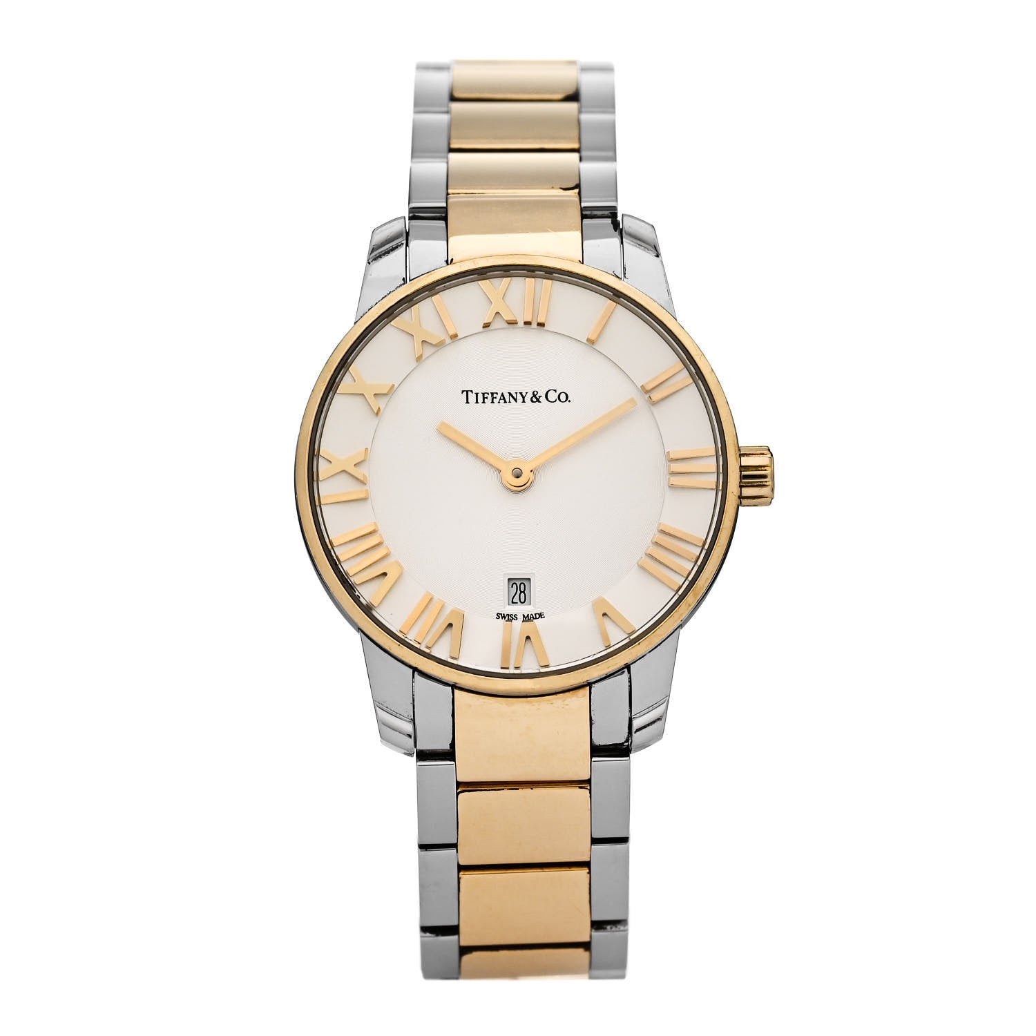 Tiffany Stainless Steel 18K Yellow Gold 29mm Atlas 2-Hand Quartz Watch 1 of 4