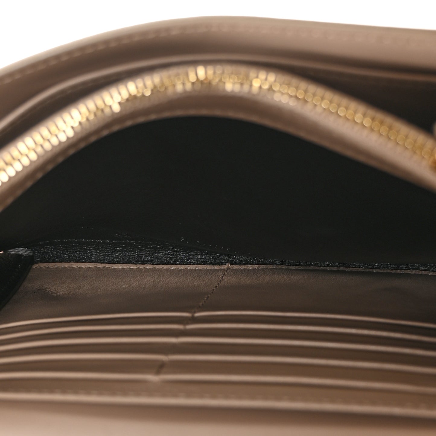 Glossy Calfskin Monogram Chain Wallet  Dark Beige