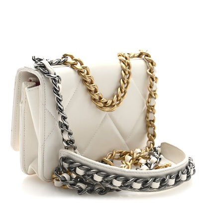 Chanel Goatskin Quilted Chanel 19 Wallet On Chain WOC White 3 of 10