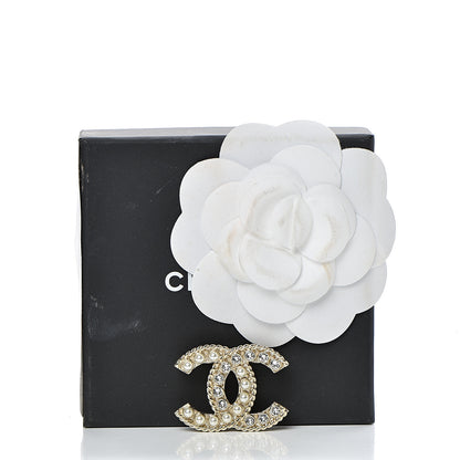Chanel Pearl Crystal April In Paris CC Brooch Gold 4 of 4