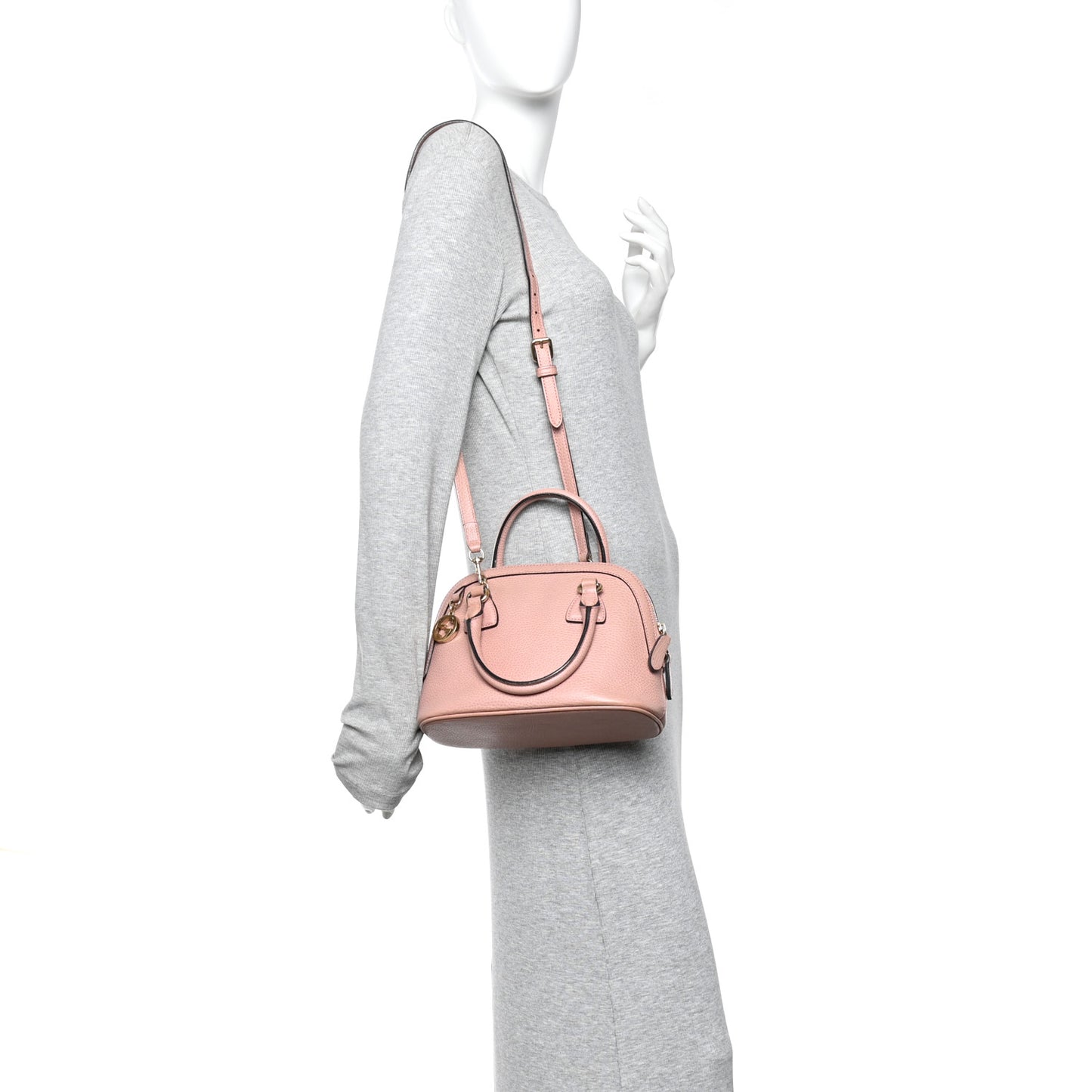 Dollar Calfskin Small GG Charm Dome Bag Soft Pink