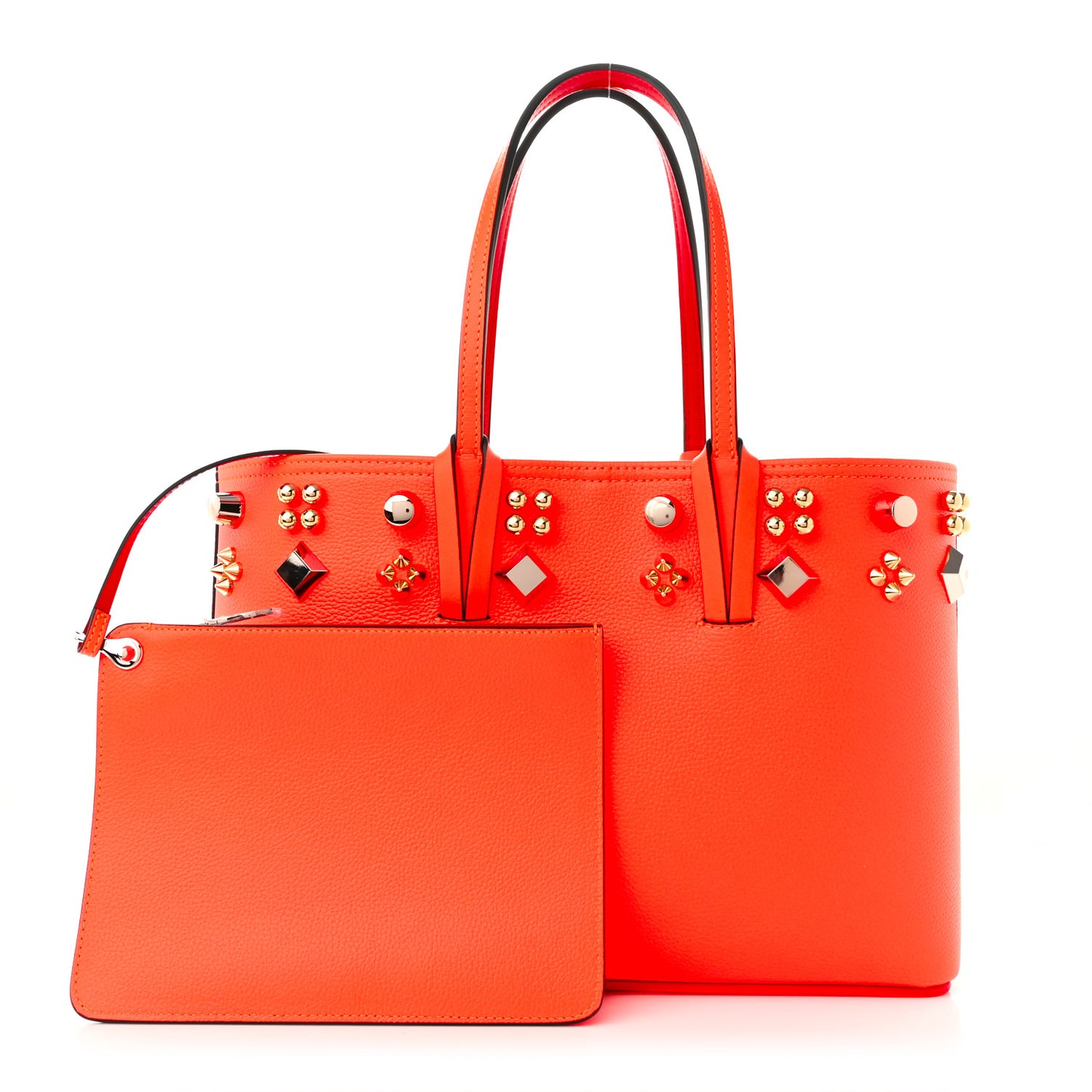 Calfskin Empire Spike Studded East West Cabata Tote Sunrise Multicolor