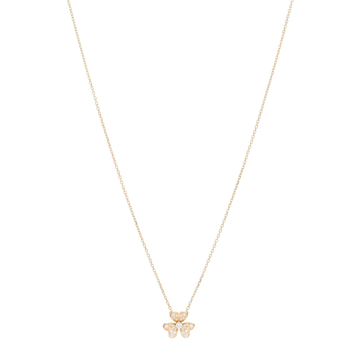 18K Yellow Gold Diamond Mini Frivole Pendant Pave Necklace