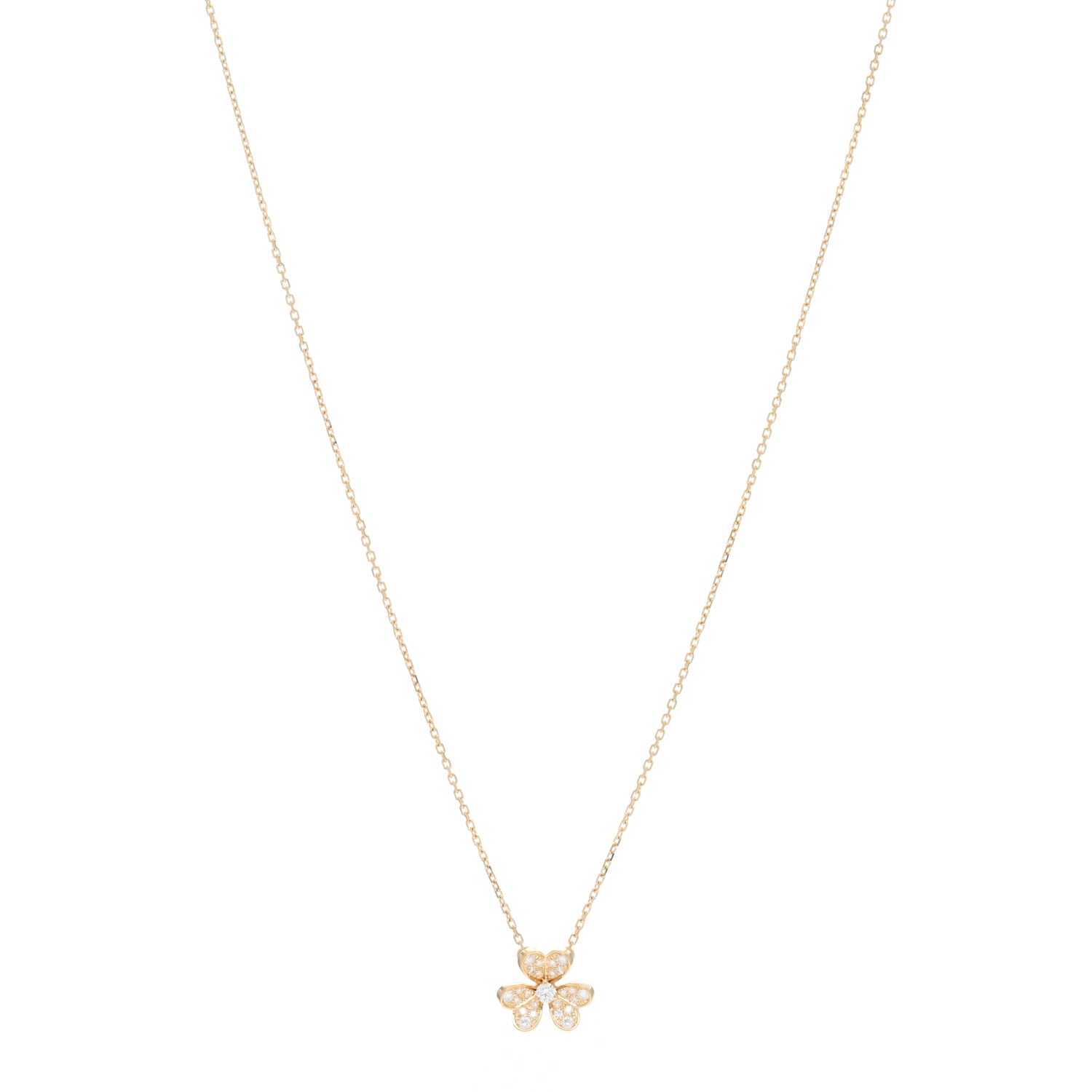 Van Cleef & Arpels 18K Yellow Gold Diamond Mini Frivole Pendant Pave Necklace 1 of 5