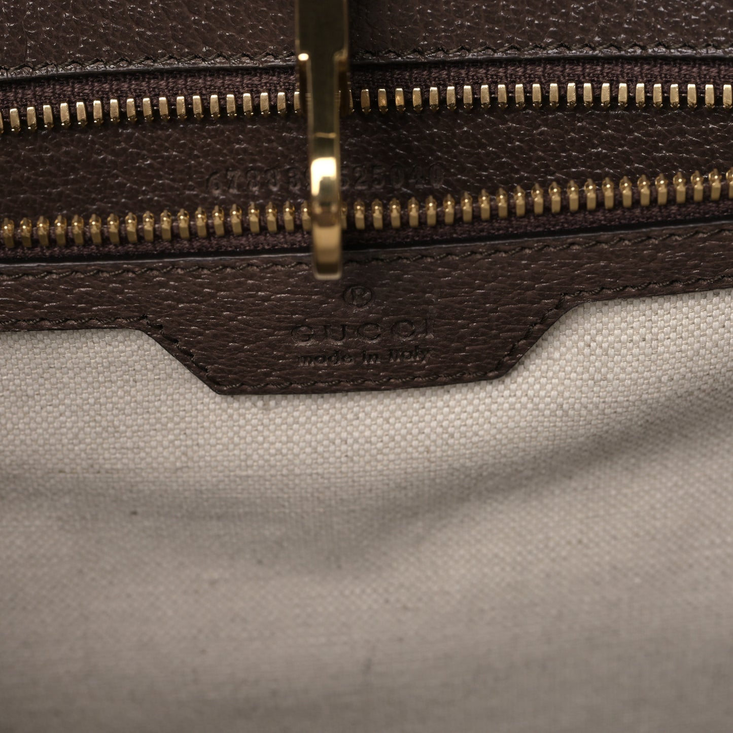 Monogram Jumbo GG Textured Dollar Calfskin Web Tote Bag Camel Ebony New Acero