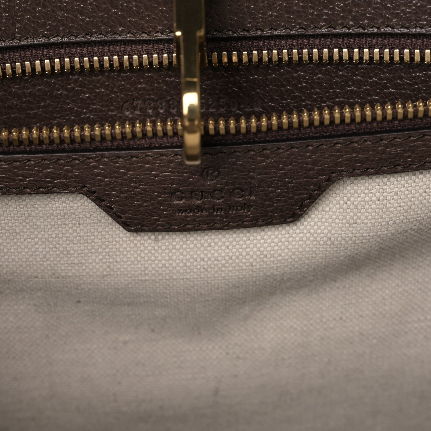 Gucci Monogram Jumbo GG Textured Dollar Calfskin Web Tote Bag Camel Ebony New Acero 6 of 8