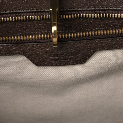 Gucci Monogram Jumbo GG Textured Dollar Calfskin Web Tote Bag Camel Ebony New Acero 6 of 8