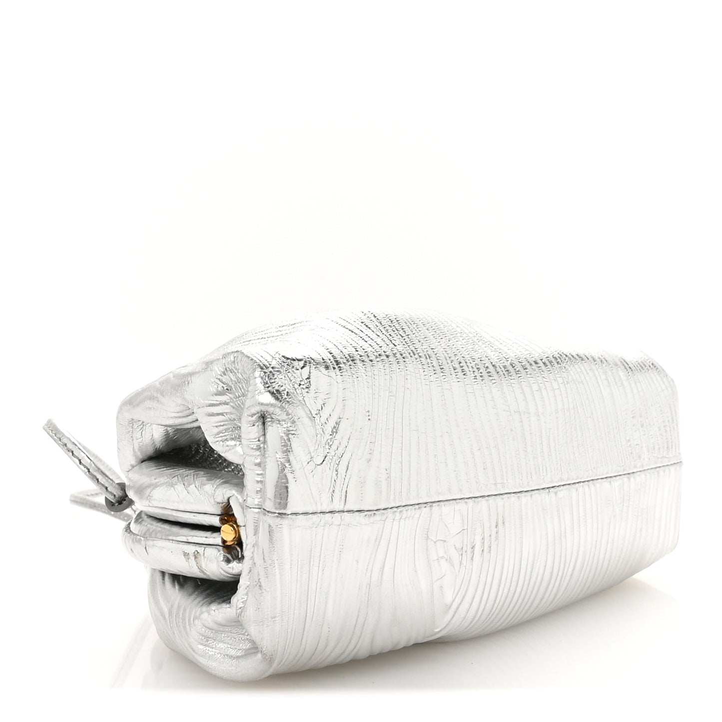 Metallic Bark Calfskin The Mini Pouch Silver
