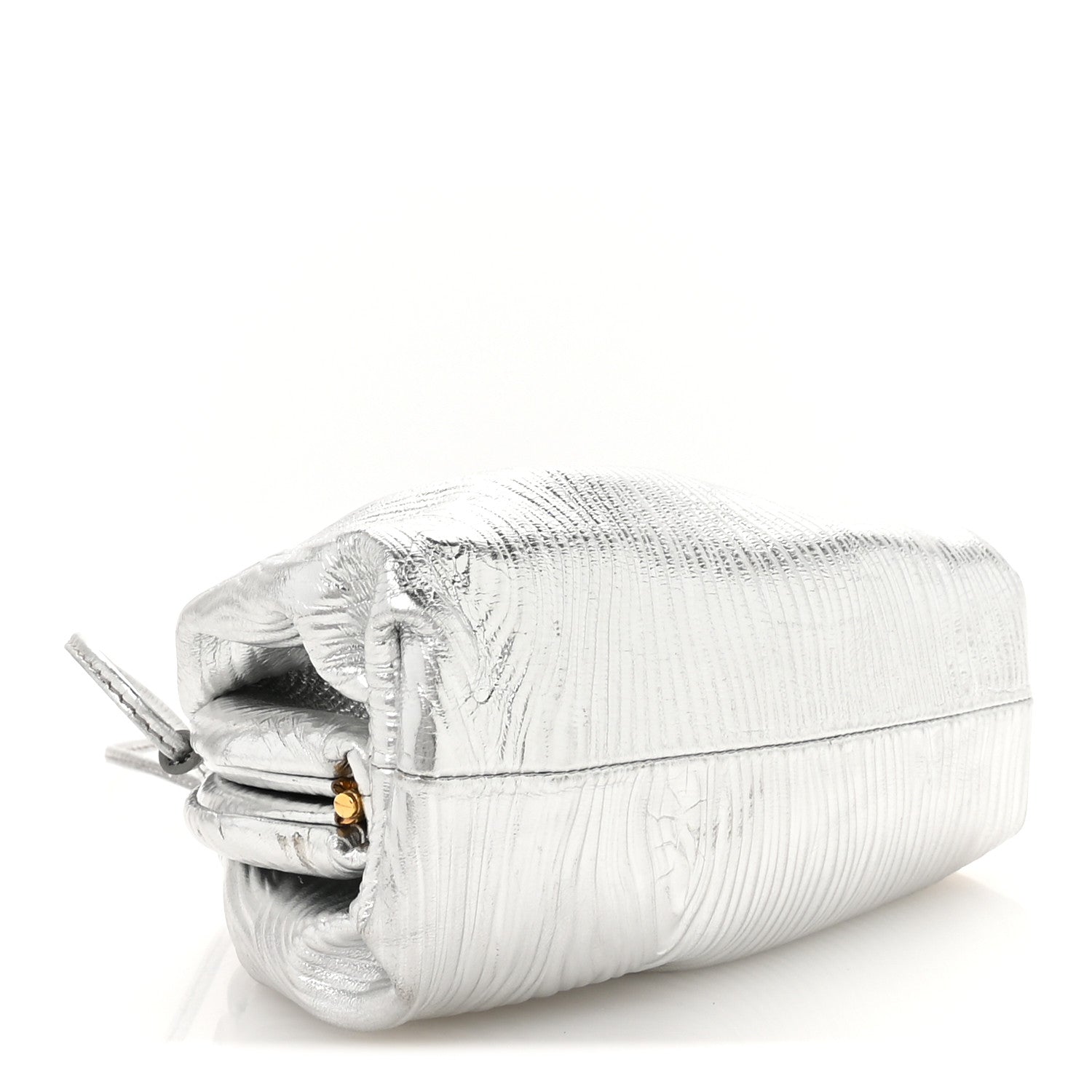 Bottega Veneta Metallic Bark Calfskin The Mini Pouch Silver 4 of 11
