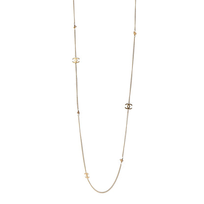 Chanel Stone CC Long Chain Necklace Gold 1 of 4