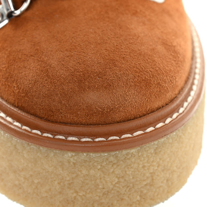 Hermes Suede Shearling Womens Discovery Ankle Boots 39.5 Camel Ecru 9 of 10
