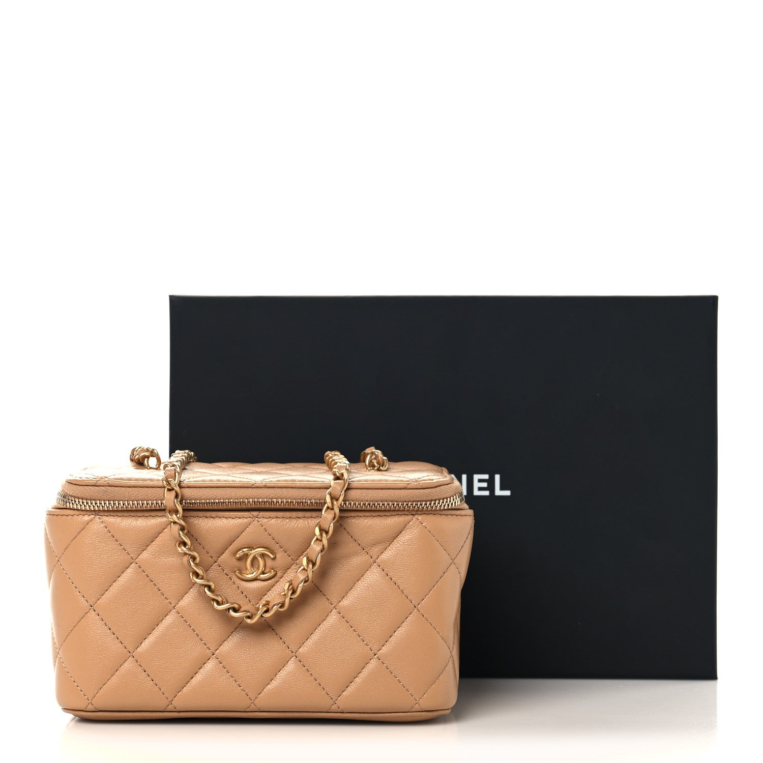 Chanel Lambskin Quilted Pearl Crush Small Vanity Case With Chain